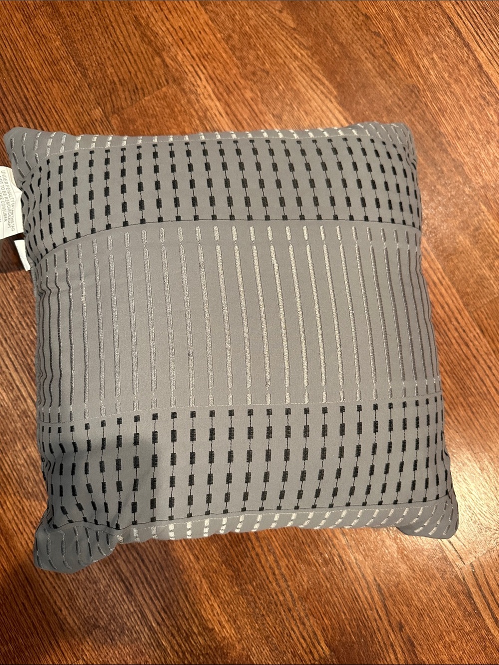 Modern Gray Textured Accent Pillow with Geometric Stitching